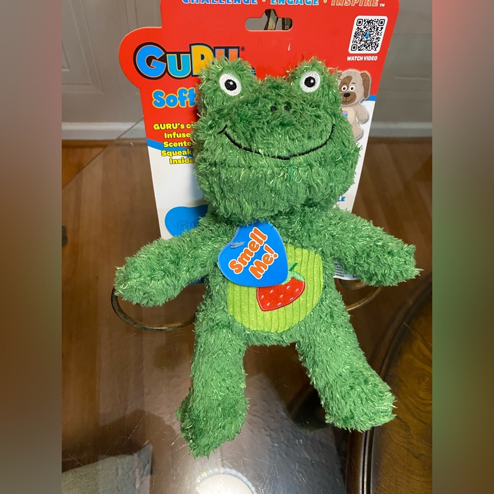 GURU Pet: Soft Scents - Frog - Strawberry-Scented 12”Plush Dog Toy, Durable ...